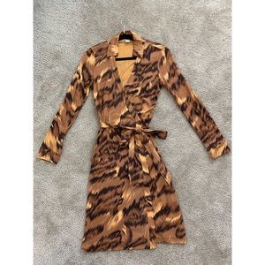 Diane von Furstenberg Silk Tiger Wrap Dress